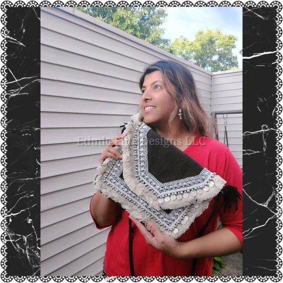 New Handmade Black Sliver Crossbody Banjara Bag - Designer Beautiful - Picture 9 of 11